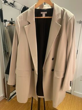 H&M Beige Double-Breasted Blazer Jacket